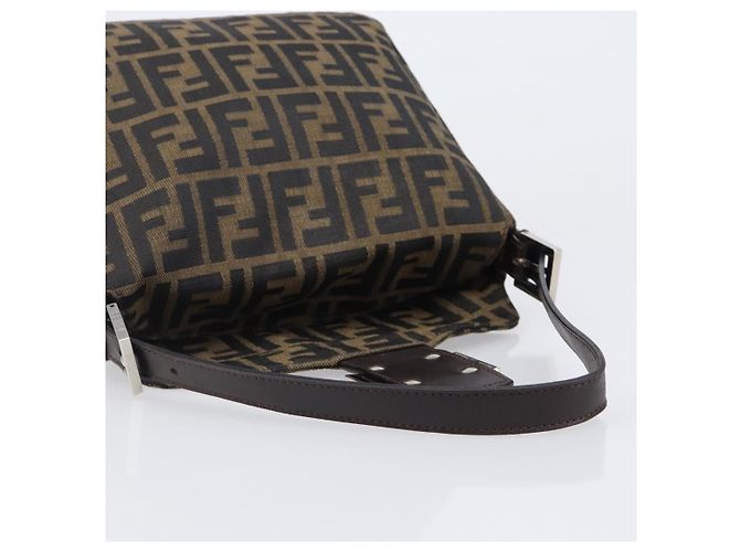 Borsa a Tracolla FENDI Zucca Canvas Mamma Baguette Nero Marrone Auth 200694V - vista 7
