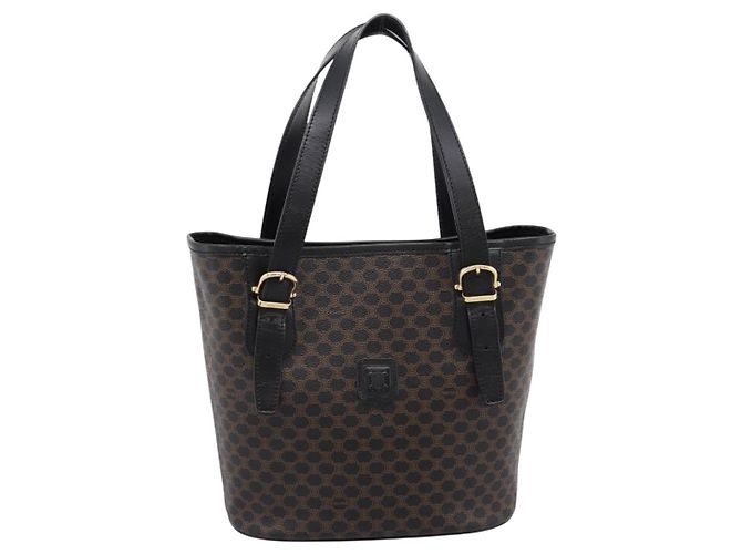 Céline Borsa a mano CELINE Macadam Canvas PVC Leather Black Gold Auth 201262V Nero D'oro - vista 13
