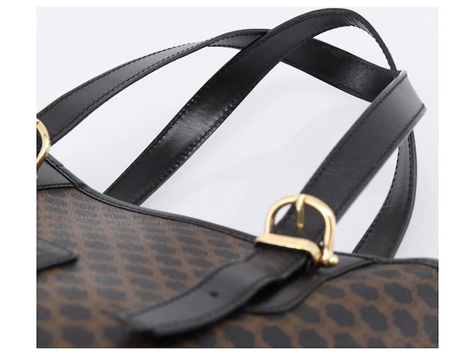 Céline Borsa a mano CELINE Macadam Canvas PVC Leather Black Gold Auth 201262V Nero D'oro - vista 14
