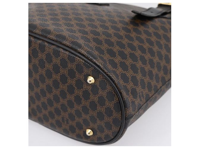 Céline Borsa a mano CELINE Macadam Canvas PVC Leather Black Gold Auth 201262V Nero D'oro - vista 15