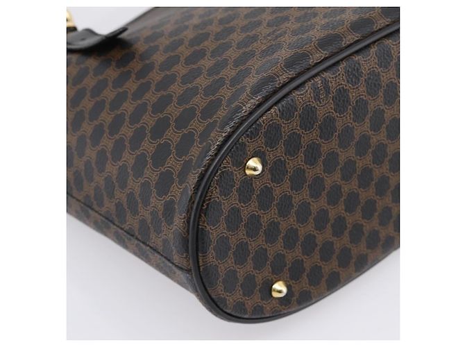 Céline Borsa a mano CELINE Macadam Canvas PVC Leather Black Gold Auth 201262V Nero D'oro - vista 16