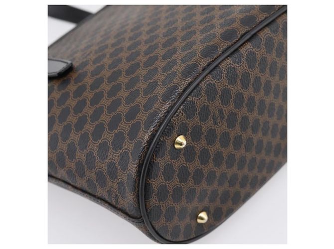 Céline Borsa a mano CELINE Macadam Canvas PVC Leather Black Gold Auth 201262V Nero D'oro - vista 18