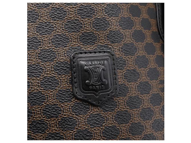 Céline Borsa a mano CELINE Macadam Canvas PVC Leather Black Gold Auth 201262V Nero D'oro - vista 19