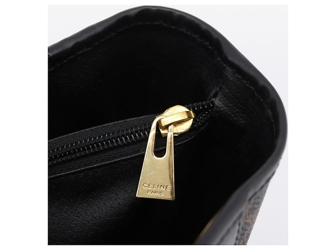 Céline Borsa a mano CELINE Macadam Canvas PVC Leather Black Gold Auth 201262V Nero D'oro - vista 22