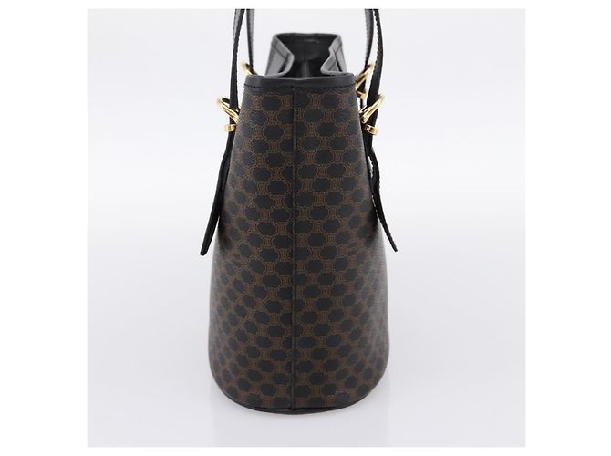 Céline Borsa a mano CELINE Macadam Canvas PVC Leather Black Gold Auth 201262V Nero D'oro - vista 3