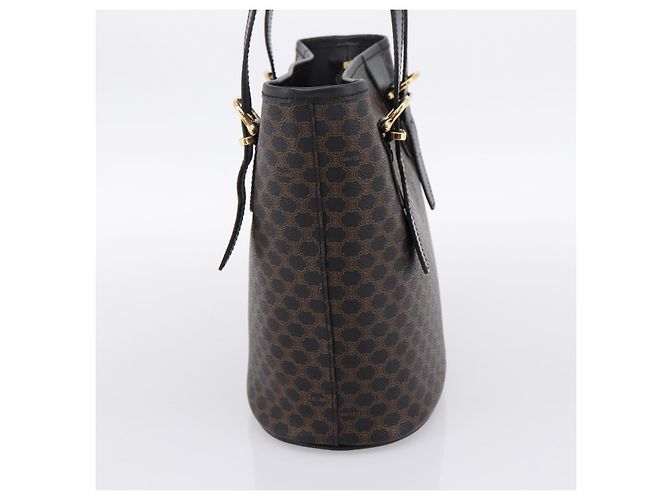 Céline Borsa a mano CELINE Macadam Canvas PVC Leather Black Gold Auth 201262V Nero D'oro - vista 4
