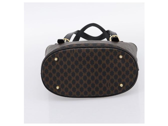 Céline Borsa a mano CELINE Macadam Canvas PVC Leather Black Gold Auth 201262V Nero D'oro - vista 5