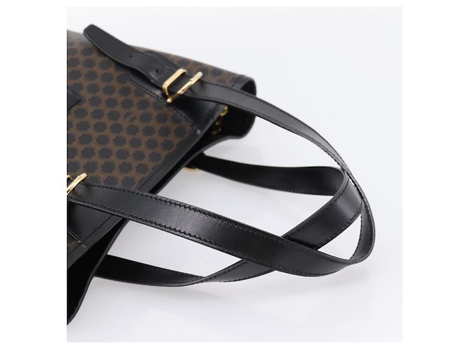 Céline Borsa a mano CELINE Macadam Canvas PVC Leather Black Gold Auth 201262V Nero D'oro - vista 7