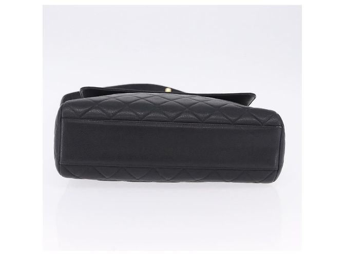 CHANEL Matelasse Turn Lock Shoulder Bag Caviar Skin Black Gold CC Auth 203228V Golden - view 5