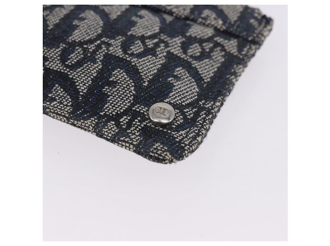Pouch Christian Dior Trotter Canvas Navy Silver Auth 203455A Argento Blu navy - vista 14