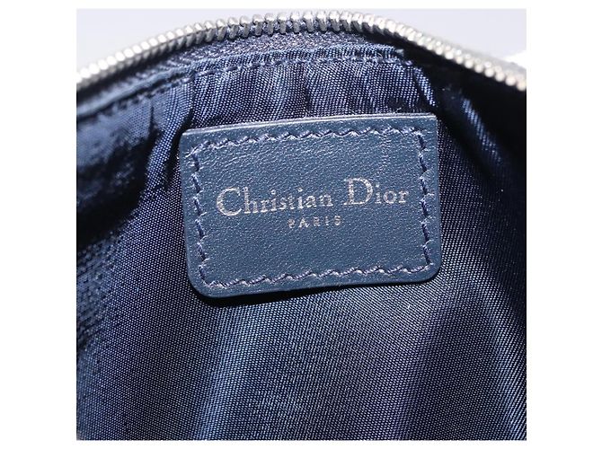 Pouch Christian Dior Trotter Canvas Navy Silver Auth 203455A Argento Blu navy - vista 17