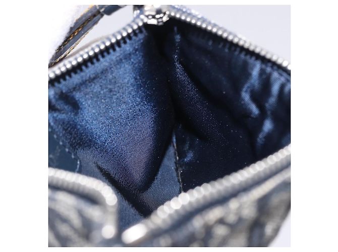 Pouch Christian Dior Trotter Canvas Navy Silver Auth 203455A Argento Blu navy - vista 18