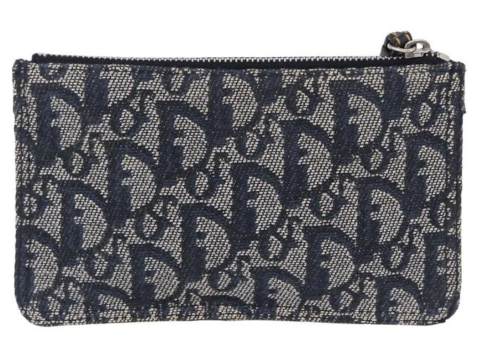 Pouch Christian Dior Trotter Canvas Navy Silver Auth 203455A Argento Blu navy - vista 2