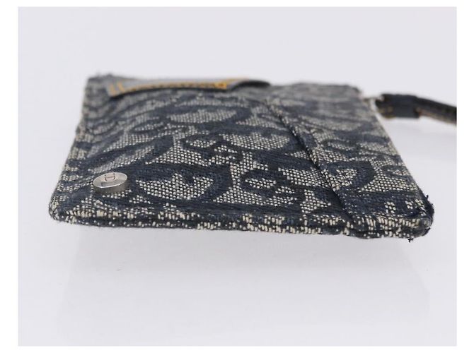 Pouch Christian Dior Trotter Canvas Navy Silver Auth 203455A Argento Blu navy - vista 3