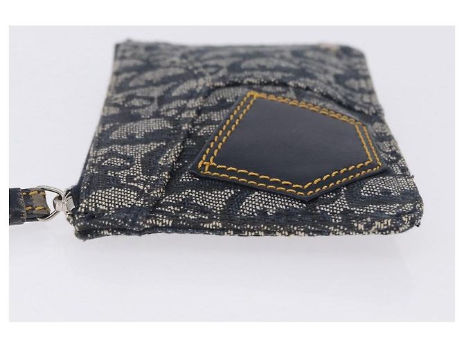 Pouch Christian Dior Trotter Canvas Navy Silver Auth 203455A Argento Blu navy - vista 4