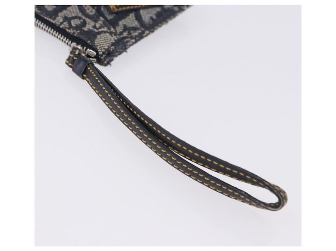 Pouch Christian Dior Trotter Canvas Navy Silver Auth 203455A Argento Blu navy - vista 6