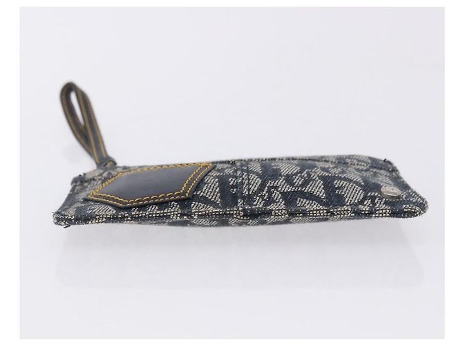 Pouch Christian Dior Trotter Canvas Navy Silver Auth 203455A Argento Blu navy - vista 7