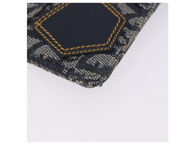 Pouch Christian Dior Trotter Canvas Navy Silver Auth 203455A Argento Blu navy - vista 8