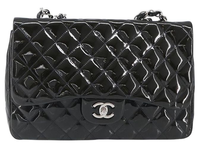 Bolso CHANEL Chain Matelasse 30 de cuero charol Verde Plata CC Auth 200422V - vista 13