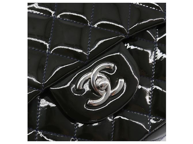 Bolso CHANEL Chain Matelasse 30 de cuero charol Verde Plata CC Auth 200422V - vista 18