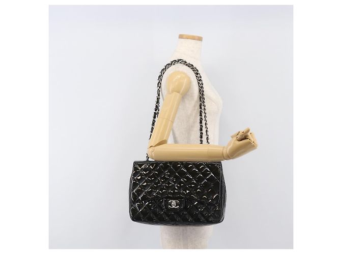 Bolso CHANEL Chain Matelasse 30 de cuero charol Verde Plata CC Auth 200422V - vista 26