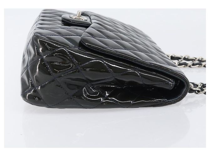 Bolso CHANEL Chain Matelasse 30 de cuero charol Verde Plata CC Auth 200422V - vista 3
