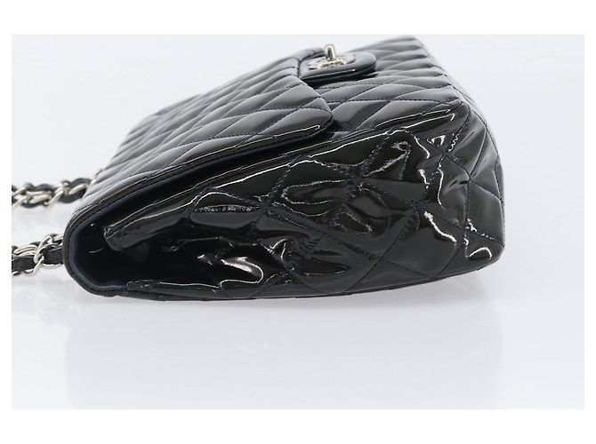 Bolso CHANEL Chain Matelasse 30 de cuero charol Verde Plata CC Auth 200422V - vista 4