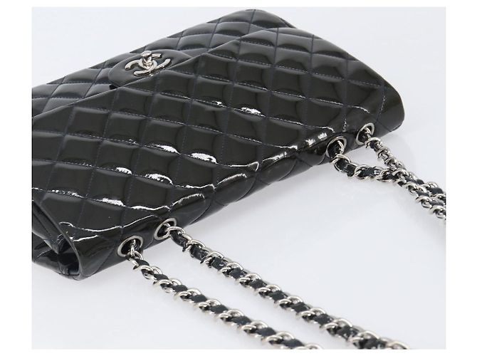 Bolso CHANEL Chain Matelasse 30 de cuero charol Verde Plata CC Auth 200422V - vista 6