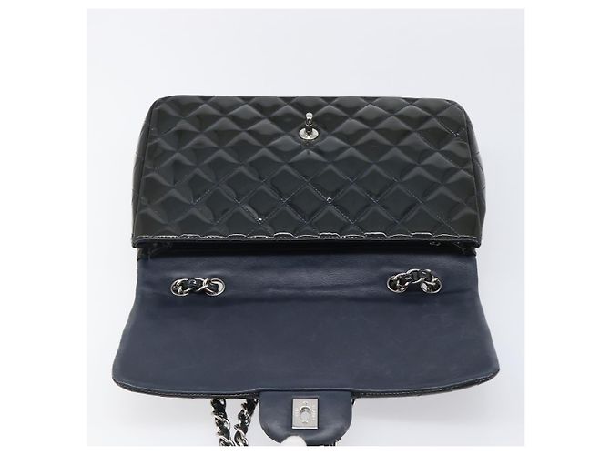 Bolso CHANEL Chain Matelasse 30 de cuero charol Verde Plata CC Auth 200422V - vista 9