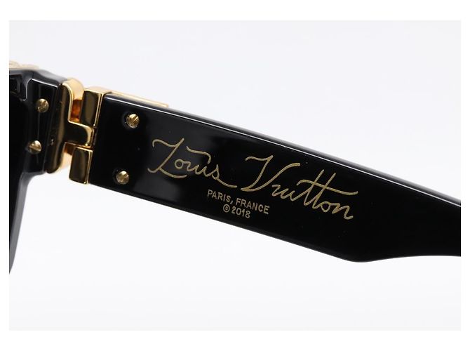 LOUIS VUITTON 1.1 Millionaire Sunglasses Plastic Black Gold Z1165E Auth 203374M Nero - vista 10