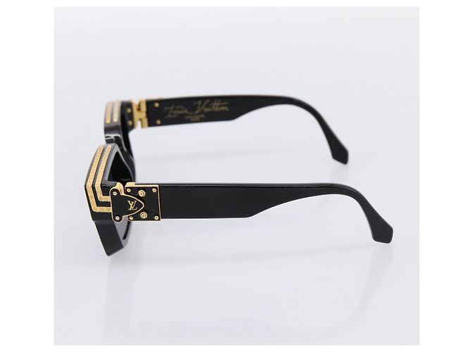 LOUIS VUITTON 1.1 Millionaire Sunglasses Plastic Black Gold Z1165E Auth 203374M Nero - vista 5