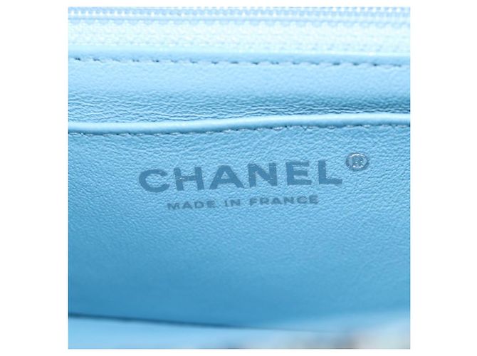 Borsa a tracolla CHANEL Chain Matelasse 20 in tweed Blu Argento CC Auth BA15642SM - vista 24