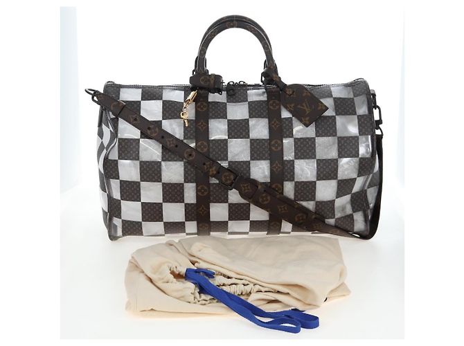 Borsa LOUIS VUITTON monogram chess Keepall Bandouliere 50 M20864 LV Auth 199399SM Monogramma - vista 12