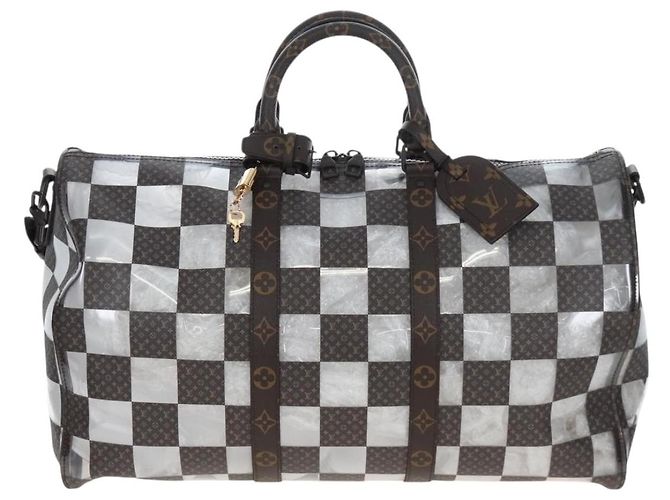 Borsa LOUIS VUITTON monogram chess Keepall Bandouliere 50 M20864 LV Auth 199399SM Monogramma - vista 13