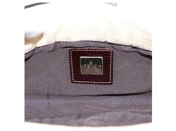 Borsa a tracolla FENDI Zucca Canvas Mamma Baguette Beige Silver Auth 202919V Argento - vista 17