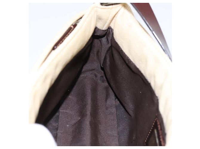 Borsa a tracolla FENDI Zucca Canvas Mamma Baguette Beige Silver Auth 202919V Argento - vista 19