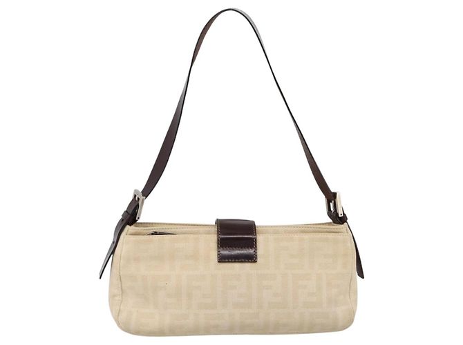 Borsa a tracolla FENDI Zucca Canvas Mamma Baguette Beige Silver Auth 202919V Argento - vista 2