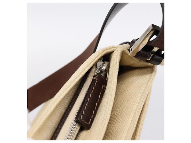 Borsa a tracolla FENDI Zucca Canvas Mamma Baguette Beige Silver Auth 202919V Argento - vista 22