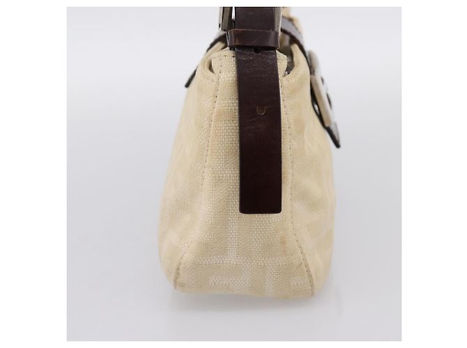Borsa a tracolla FENDI Zucca Canvas Mamma Baguette Beige Silver Auth 202919V Argento - vista 3