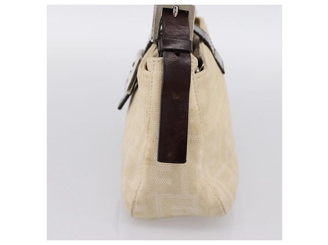 Borsa a tracolla FENDI Zucca Canvas Mamma Baguette Beige Silver Auth 202919V Argento - vista 4