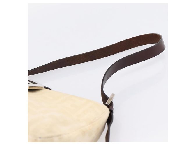 Borsa a tracolla FENDI Zucca Canvas Mamma Baguette Beige Silver Auth 202919V Argento - vista 8