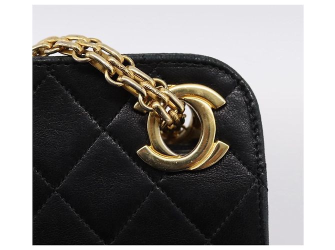 Borsa a tracolla CHANEL Matelasse con catena in pelle d'agnello nera e oro CC Auth 200758V Nero D'oro - vista 10
