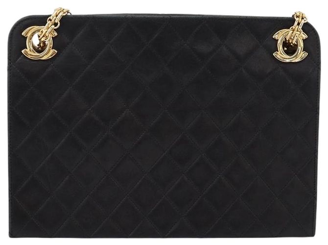 Borsa a tracolla CHANEL Matelasse con catena in pelle d'agnello nera e oro CC Auth 200758V Nero D'oro - vista 13