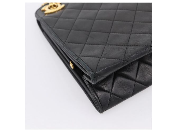 Borsa a tracolla CHANEL Matelasse con catena in pelle d'agnello nera e oro CC Auth 200758V Nero D'oro - vista 14