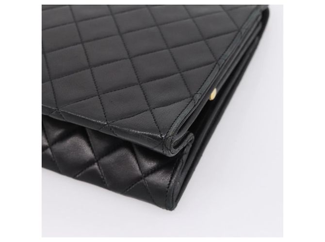 Borsa a tracolla CHANEL Matelasse con catena in pelle d'agnello nera e oro CC Auth 200758V Nero D'oro - vista 15