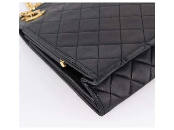 Borsa a tracolla CHANEL Matelasse con catena in pelle d'agnello nera e oro CC Auth 200758V Nero D'oro - vista 16