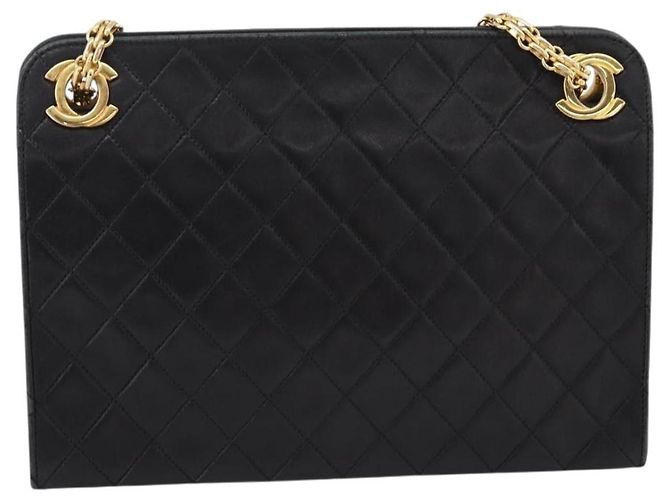 Borsa a tracolla CHANEL Matelasse con catena in pelle d'agnello nera e oro CC Auth 200758V Nero D'oro - vista 2