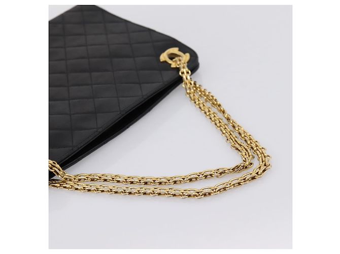Borsa a tracolla CHANEL Matelasse con catena in pelle d'agnello nera e oro CC Auth 200758V Nero D'oro - vista 7