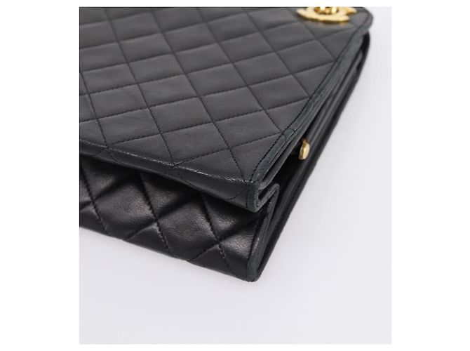 Borsa a tracolla CHANEL Matelasse con catena in pelle d'agnello nera e oro CC Auth 200758V Nero D'oro - vista 9