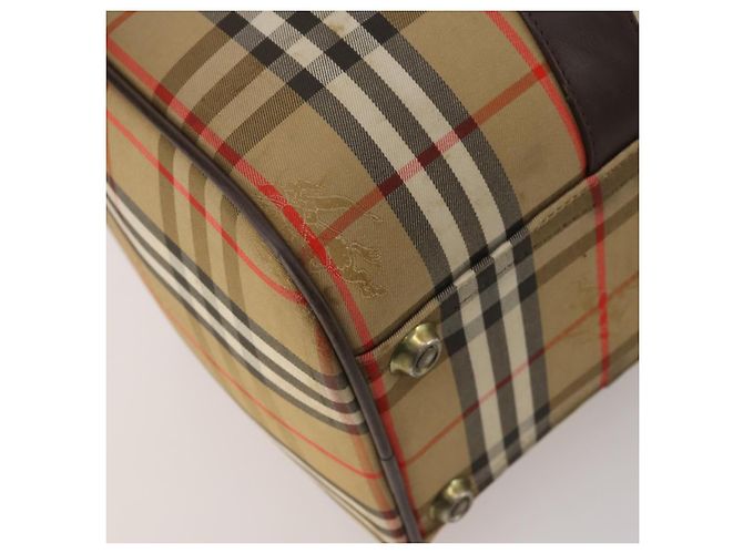 Borsa Boston Burberrys Nova Check Canvas Beige Gold Auth 201962 D'oro - vista 15